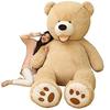MIXUS Large Plush ToyTeddy BearHugging PillowGiantExtra LargeTeddy BearGiftCelebrationStore Decoration (Light Brown, 130cm)