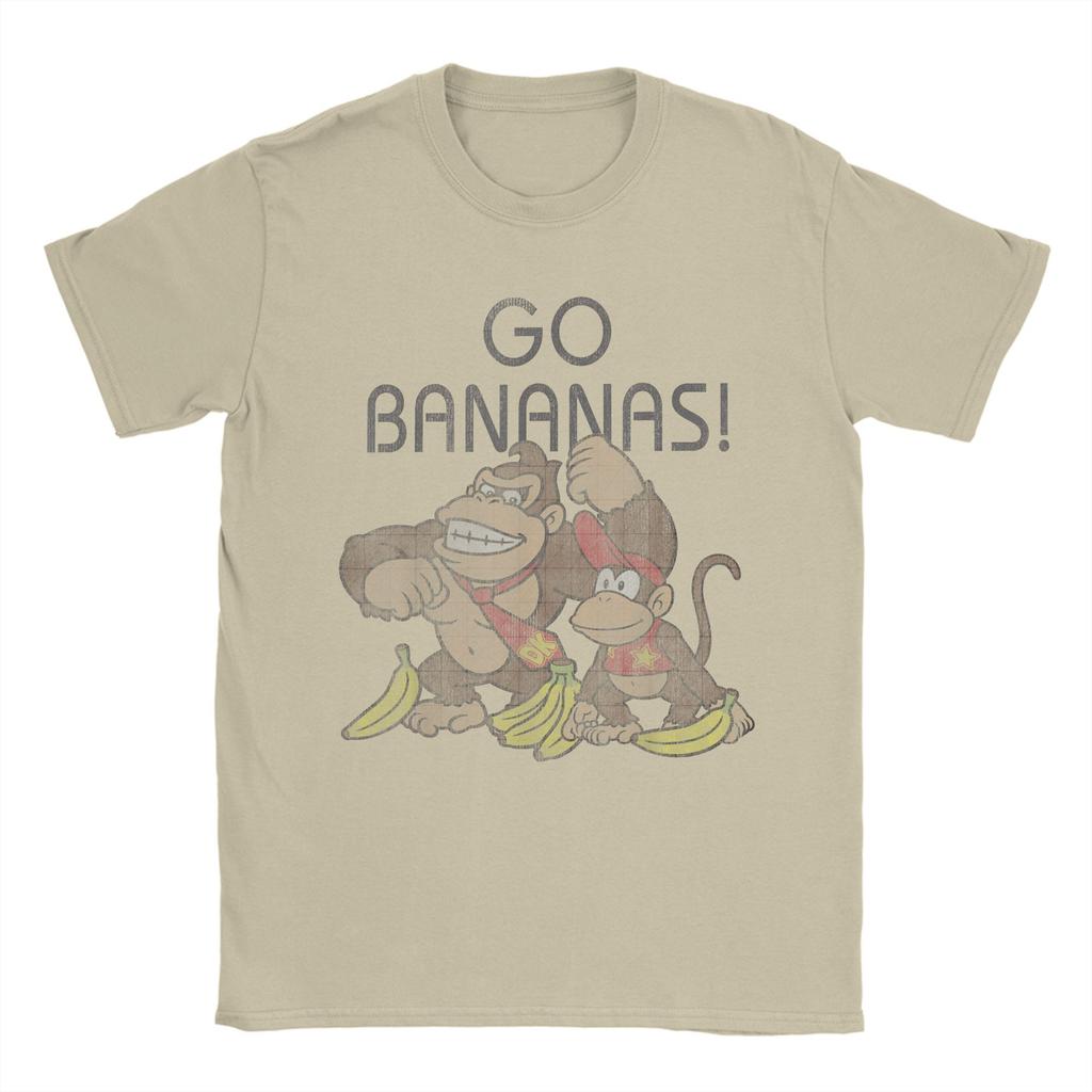 Футболка с графическим принтом Donkey Kong Go Bananas Летние футболки Хлопок Новинка Футболка для мужчин Короткий рукав Повседневные футболки