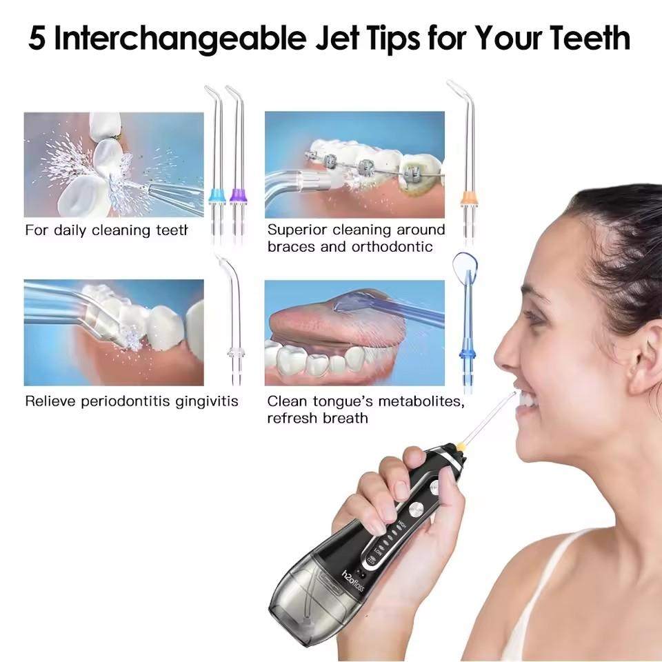 KinseiBeauty 5 режимов Ирригатор для полости рта Отбеливание зубов Портативный Дентальный Флоссер USB Перезаряжаемый Резервуар 300 мл Ирригатор для полости рта Дентальный