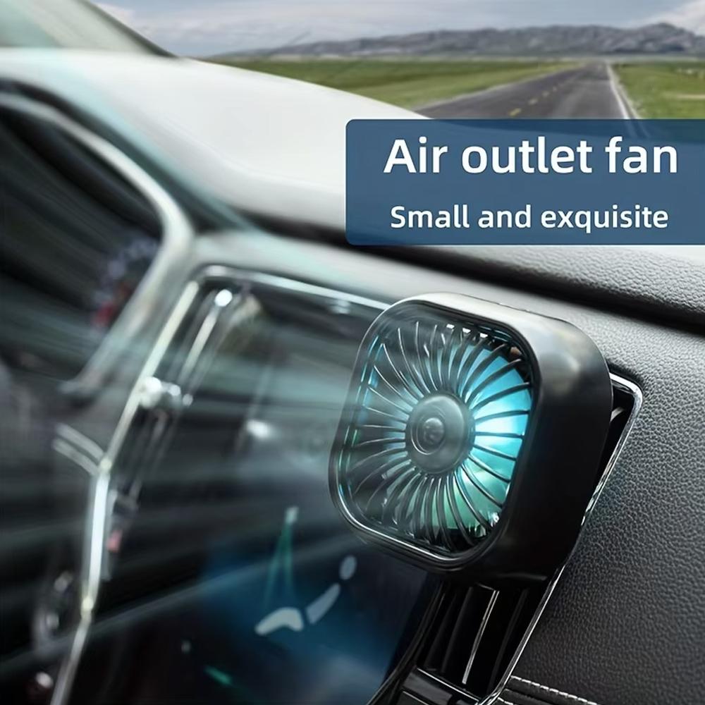 USB Powered Car Air Vent Fan 1 Speed Adjustable Cooling Cooler with Color LED Light Quiet Ventilation Car Interior Accessory