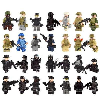 28 шт. полицейские наборы MOC SEAL черный SWAT детские сборочные строительные блоки игрушки