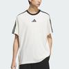 Adidas Логотип с 3 полосками Свободный крой Пуловер с круглым вырезом Футболка с коротким рукавом Мужские футболки Хан-Нефритово-белый KC3867