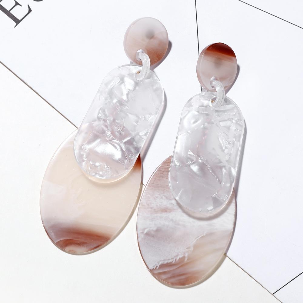 Европейские и американские преувеличенные овальные серьги для женщин, корейская версия, многослойные геометрические акриловые серьги с леопардовым принтом