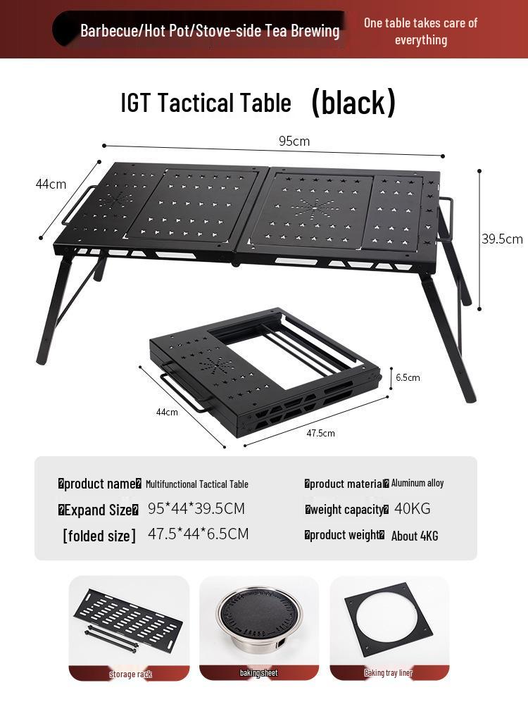 Портативный легкий алюминиевый туристический стол - Складной тактический IGT BBQ обеденная поверхность