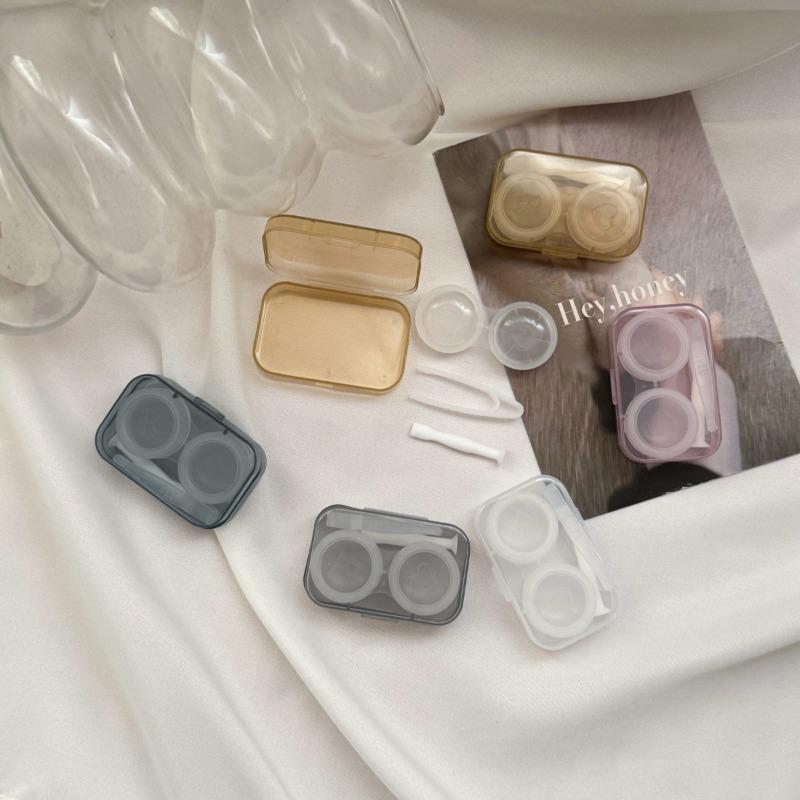 Plastic Contact Lenses Case with Tweezers New Transparent Contact Lens Box Women Travel Colored Contacts Storage Container Box