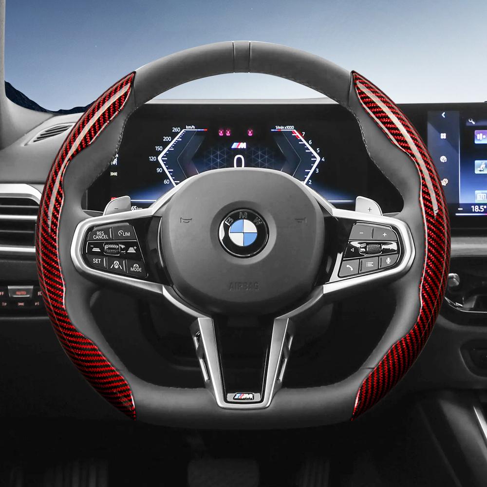 AYCCV1 Carbon fiber texture steering wheel cover for BMW fits X3 3 5 2 4 1 7 8 Series X1 X5 X2 X4 X6 X7 iX i4 i5 i7 Z4 XM iX1 iX2 non slip wear