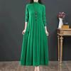 Spring Dress Women Large Size Knitting Sweater Loose Casual Elegant Lady Long Dress Green