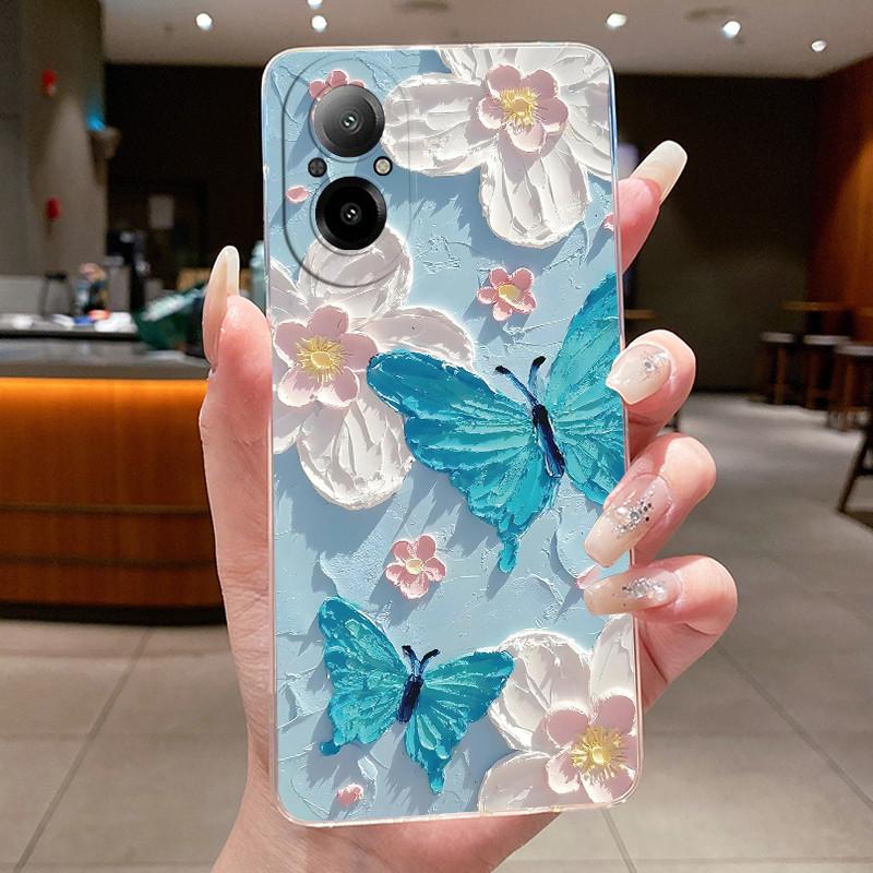 Чехол для Realme C67 4G RMX3890 C55 RMX3710 Корпус Модный Цветок Прозрачный Мягкий ТПУ Чехол Для Realme C67 C 67 C 55 RealmeC67 Бампер