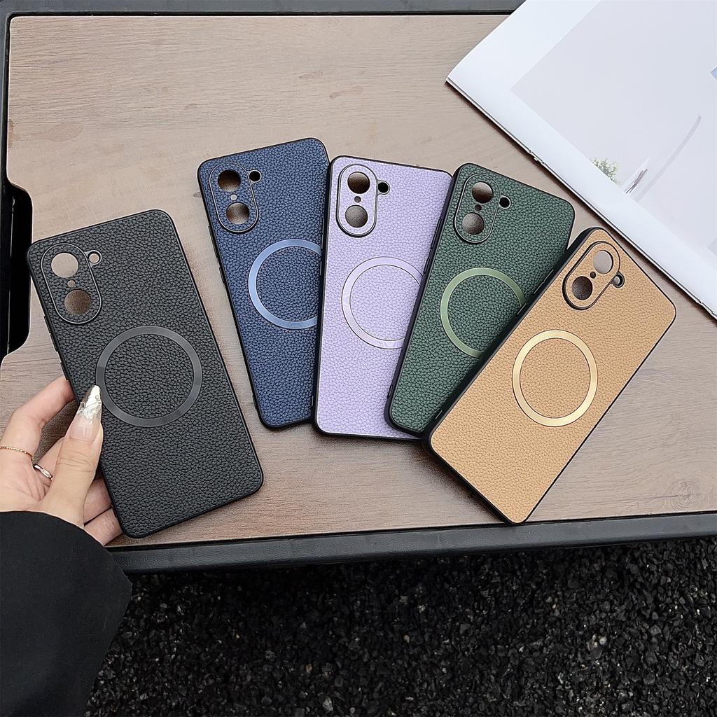 For OnePlus Nord CE5 5G/Ace 5 Racing 5G Magnetic Case Litchi Texture PU Leather+TPU Phone Back Cover