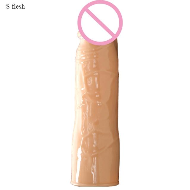 2 Size Reusable Condoms Extender Penis Sleeve Silicone Dildo Condom Sex Toys for Men Delay Ejaculation Cock Ring Intimate Goods