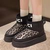 Fashion Leopard Women Fur Snow Boots Ankle Flats Platform Shoes 2025 Winter Short Plush Warm Women Boots Sport Shoes Botas Chelsea Mujer