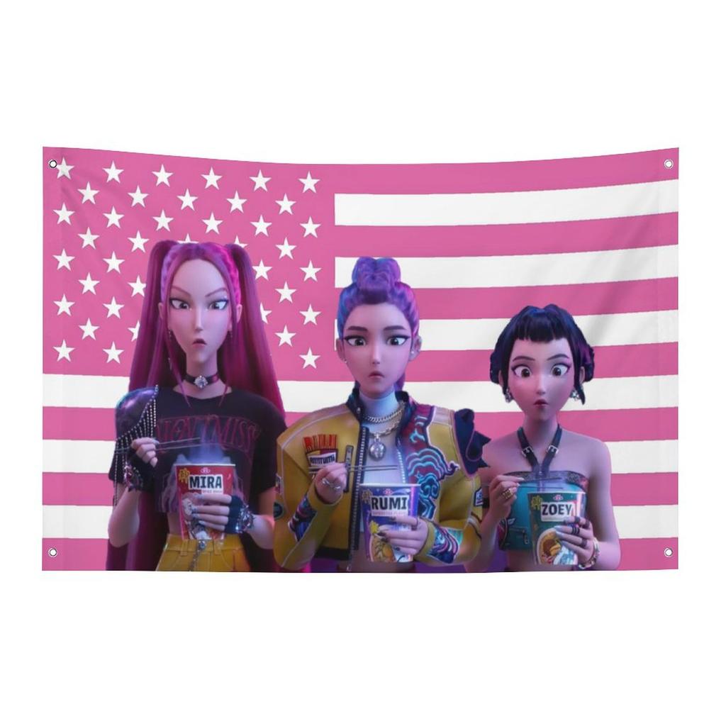 2025 1 PC KPop Rumi Mira Zoey Demon h-Hunters Cartoon Tapestry Room Decoration Home Decor Bedroom Wall Hanging Tapestry