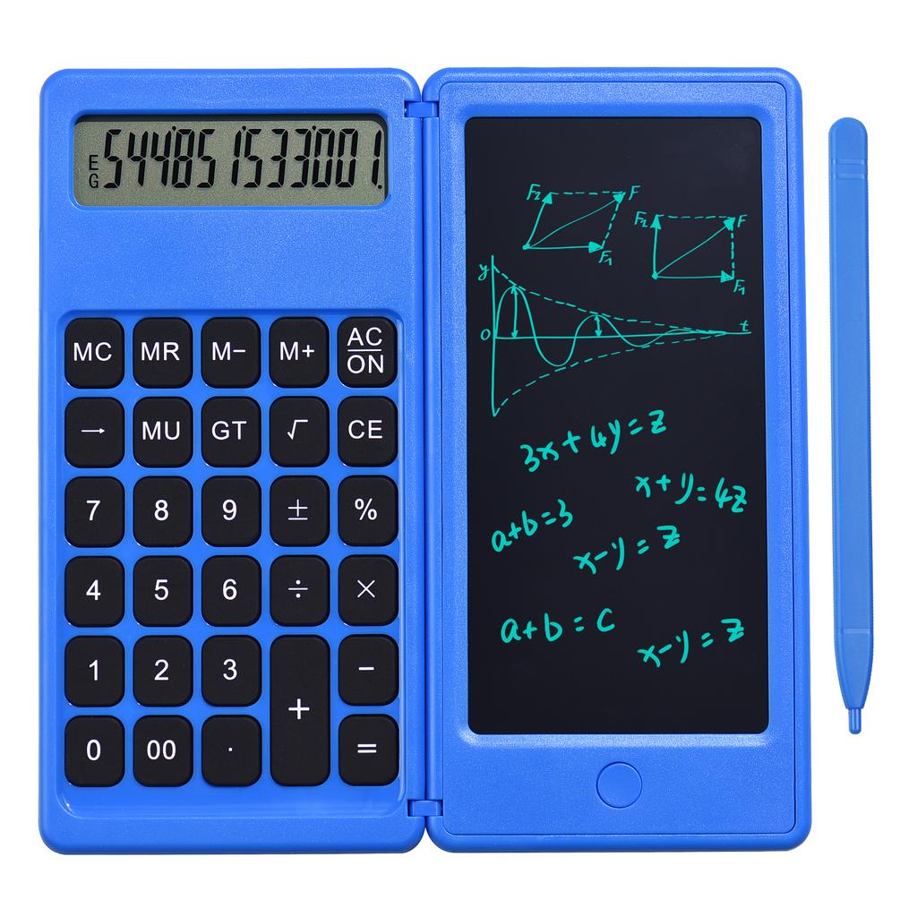 Foldable Calculator & 6 Inch LCD Writing Tablet Digital Drawing Pad 12 Digits Display with Stylus