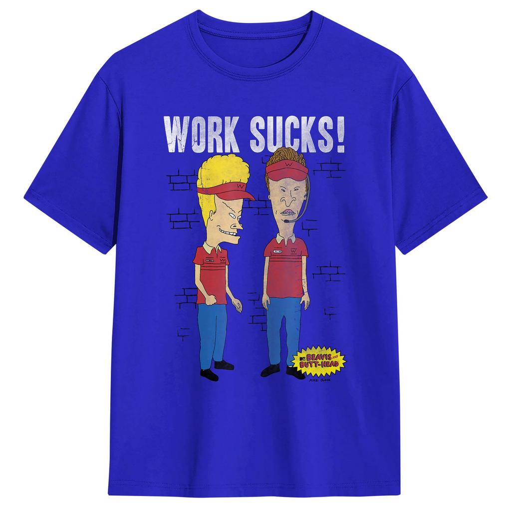 Beavis and ButtHead at Work T Shirt Summer Popular T Shirts Men Cotton O Neck Plus Size Clothes Short Sleeve Street Style Tops