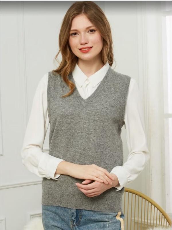 Женский вязаный жилет из шерсти с V-образным вырезом Hengyuanxiang