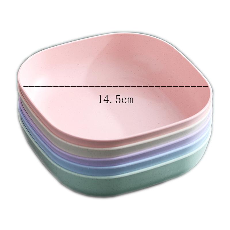 Глубокая квадратная тарелка из пшеничной соломы диаметром 15 см — прочная, устойчивая к падениям, идеально подходит для обедов, костей, тортов или небольших порций.