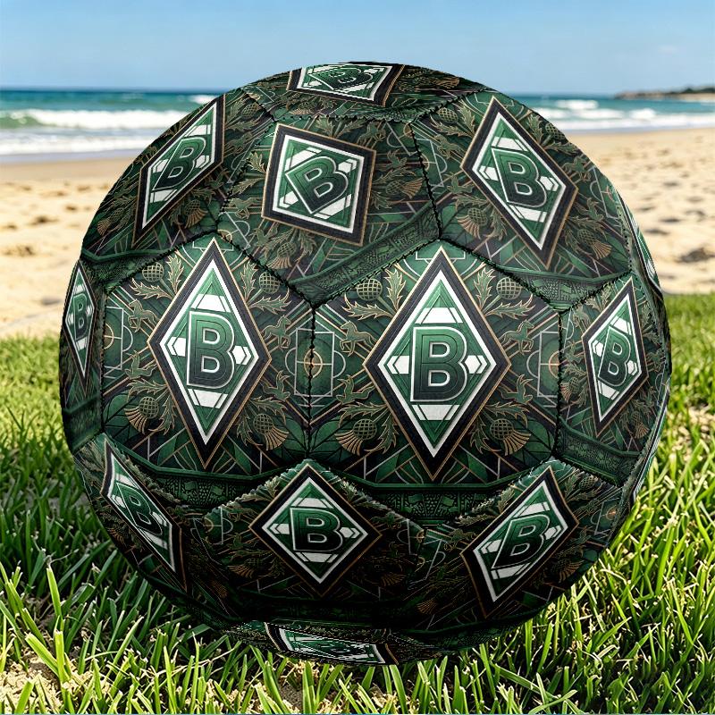 Borussia Monchengladbach Print Size 5 Soccer Ball, PU Wear Resistant Football for Match Training and Daily Practice, Birthday Gift for Soccer Fans