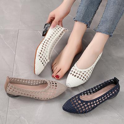 Модные туфли-лодочки GKTINOO, сандалии, женские, с острым носком, кожаные, плетеные, на низком каблуке, с мягкой подошвой, для улицы, летние, женская обувь