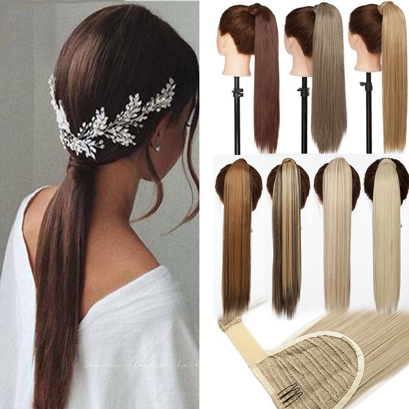 Straight Synthetic Clip In Drawstring Ponytail Hairpieces for Women High Temperature Fiber
