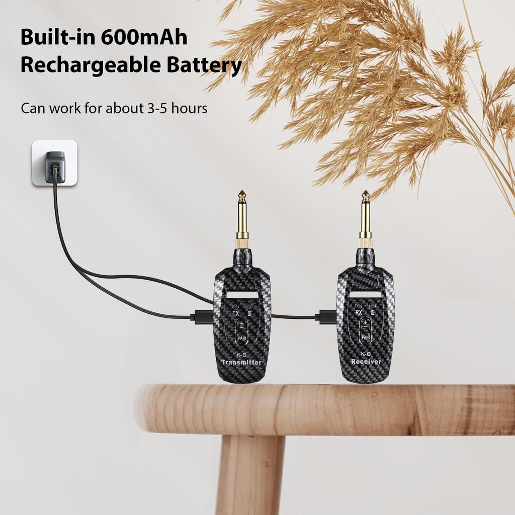 Беспроводная гитарная система, перезаряжаемая 2.4G, портативный UHF-передатчик, приемник, набор для электрогитары
