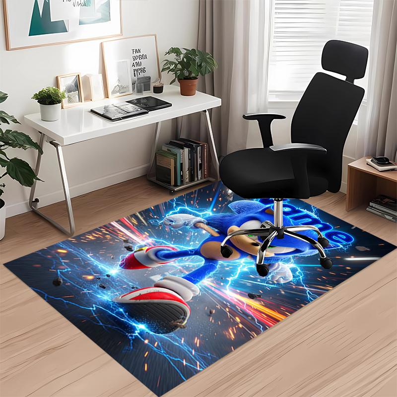 Custom Name Sonic Printed Carpet Rug For Office Chair Living Room Bedroom Kitchen Room Decor Gifts