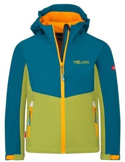 Куртка Trollkids Kristiansand softshell jacket синий зеленый оранжевый
