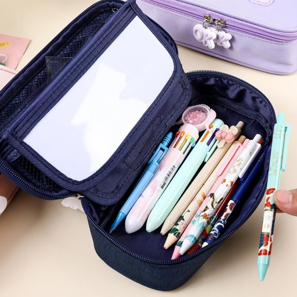 Canvas Pencil Cases Pen Slot Stationery Storage Pouch Fashion Students Pen Bag School Supplies