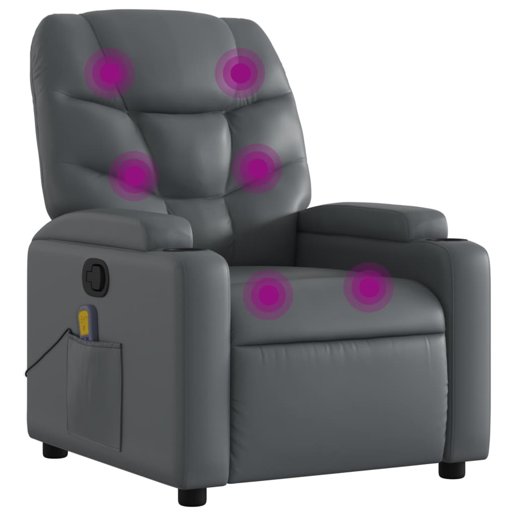 Massage Recliner Chair Relaxation Chair Grey Faux Leather