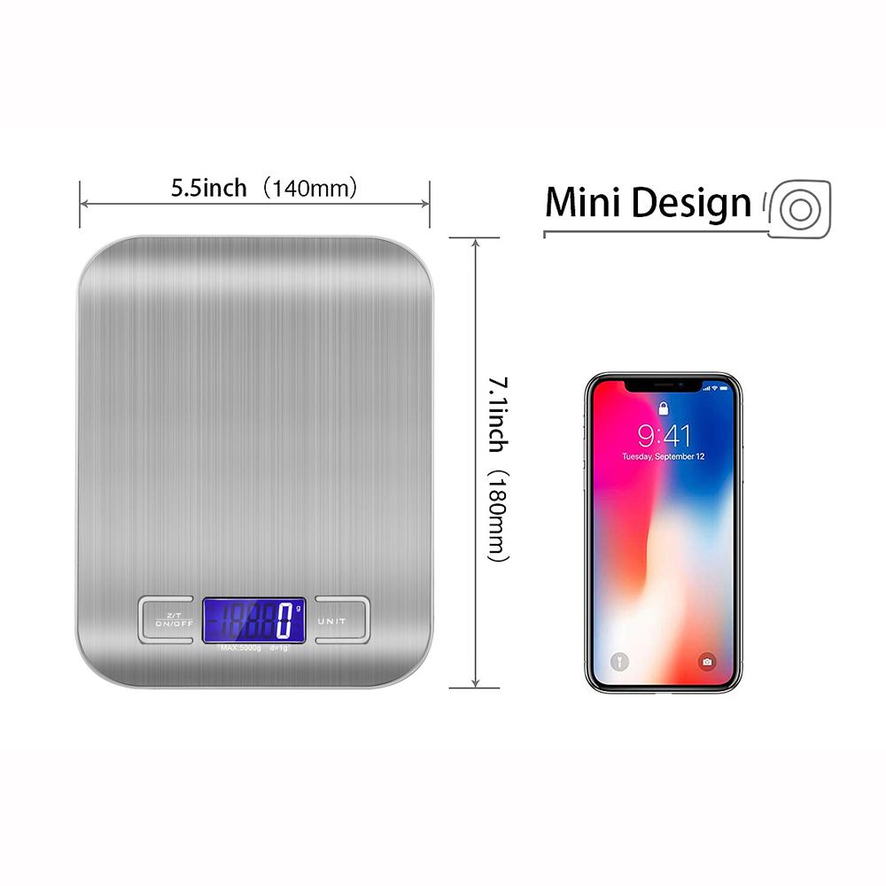 5kg/1g Kitchen Digital Scale Stainless Steel Food Scale Home Jewelry Food Snacks Baking Weight Electronic Scale Kitchen Accessories