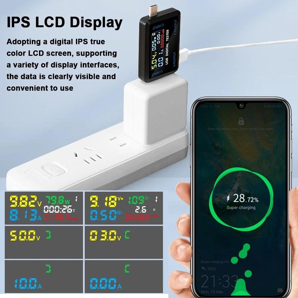 Color Display USB Tester 10 in 1 Current Voltage Meter DC Digital Voltmeter Hard Disk