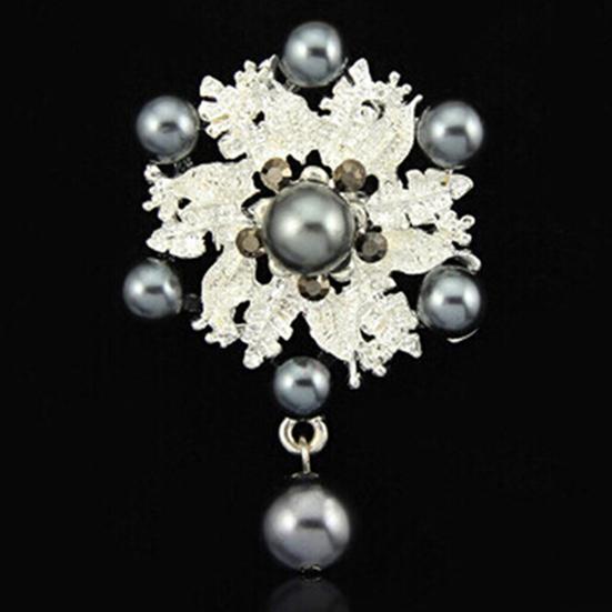 Breastpin Elegant Easy Matching Alloy Flower Faux Pearls Women Brooch Pin for Dating