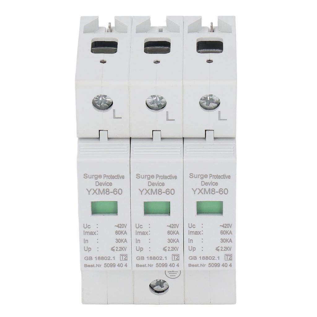 Устройство защиты от импульсных перенапряжений 3P Огнестойкий материал ПК Модуль защиты от перенапряжения Разрядник 60 кА 420 В