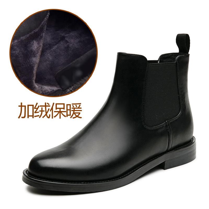 Женские короткие ботинки, новые осенне-зимние ботинки из бархата на толстом каблуке, ботинки челси в британском стиле, тонкие ботинки, ботинки-сигареты