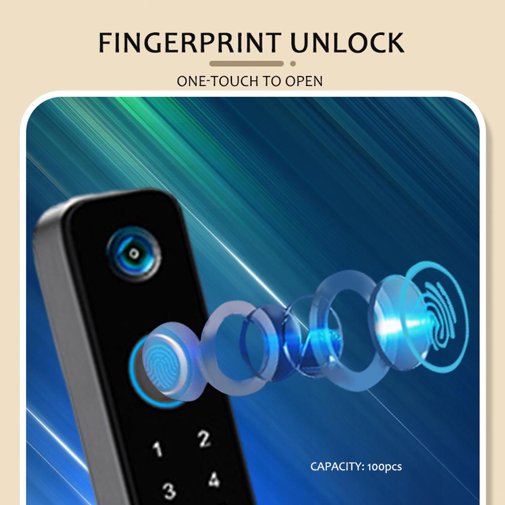 Умный замок с камерой, ручка замка входной двери без ключа, ультратонкая биометрическая дверь из нержавеющей стали