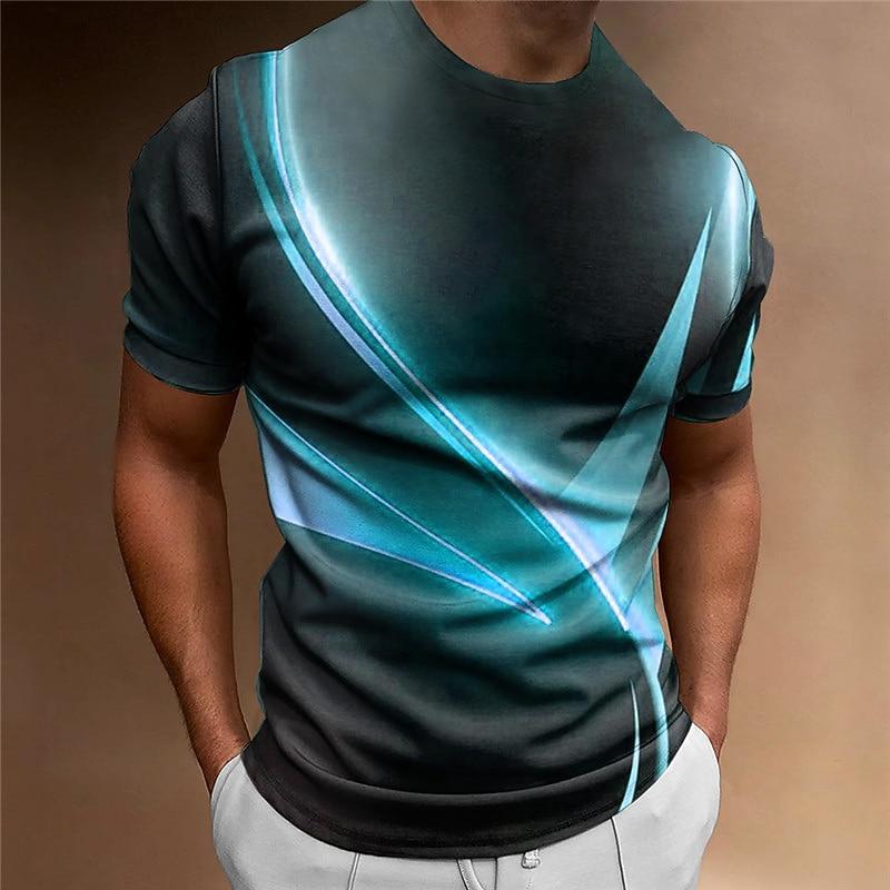 Мужская футболка с графическим принтом и блоками цвета, футболка с коротким рукавом, футболка с 3D-печатью, с круглым вырезом, винтажная, дизайнерская, для улицы, повседневная, спортивная, желтая, синяя, фиолетовая