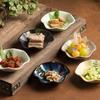 Lotus-shaped Ceramic Dipping Dish Retro Seasoning Plates Decorative Dessert Plate  Party