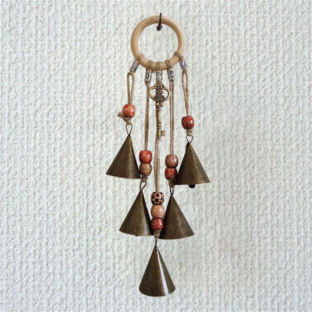Witch Bell Protection Door Hangers Wind Chime Wreath Handmade Wiccan Magic Hanging Ornament for Home Doorknob Witchcraft