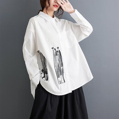 2024 Плюс Размер Новая Весна. Стильная Блузка Винтаж Ретро Дизайн Повседневная Рубашка С Коротким Рукавом Женская Свободная Рубашка Рубашка с Геометрическим Принтом и Половиной Рукава