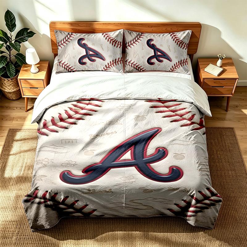 Atlanta Braves (1) 3pc set suitable for master bedrooms soft and comfortable an ideal gift for family and friends Includes one duvet cover and two pil