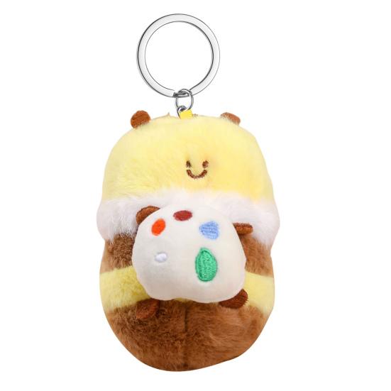 Cute Honey Bee Plush Doll Pendant for Couples Soft Stuffed Animal Keychain Funny Birthday
