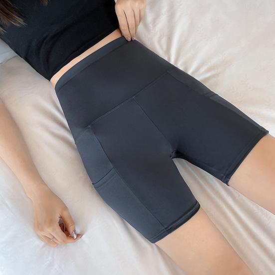 Женские защитные шорты с боковыми карманами, однотонные, высокоэластичные, летние шорты, впитывающие пот, с функцией подъема бедер