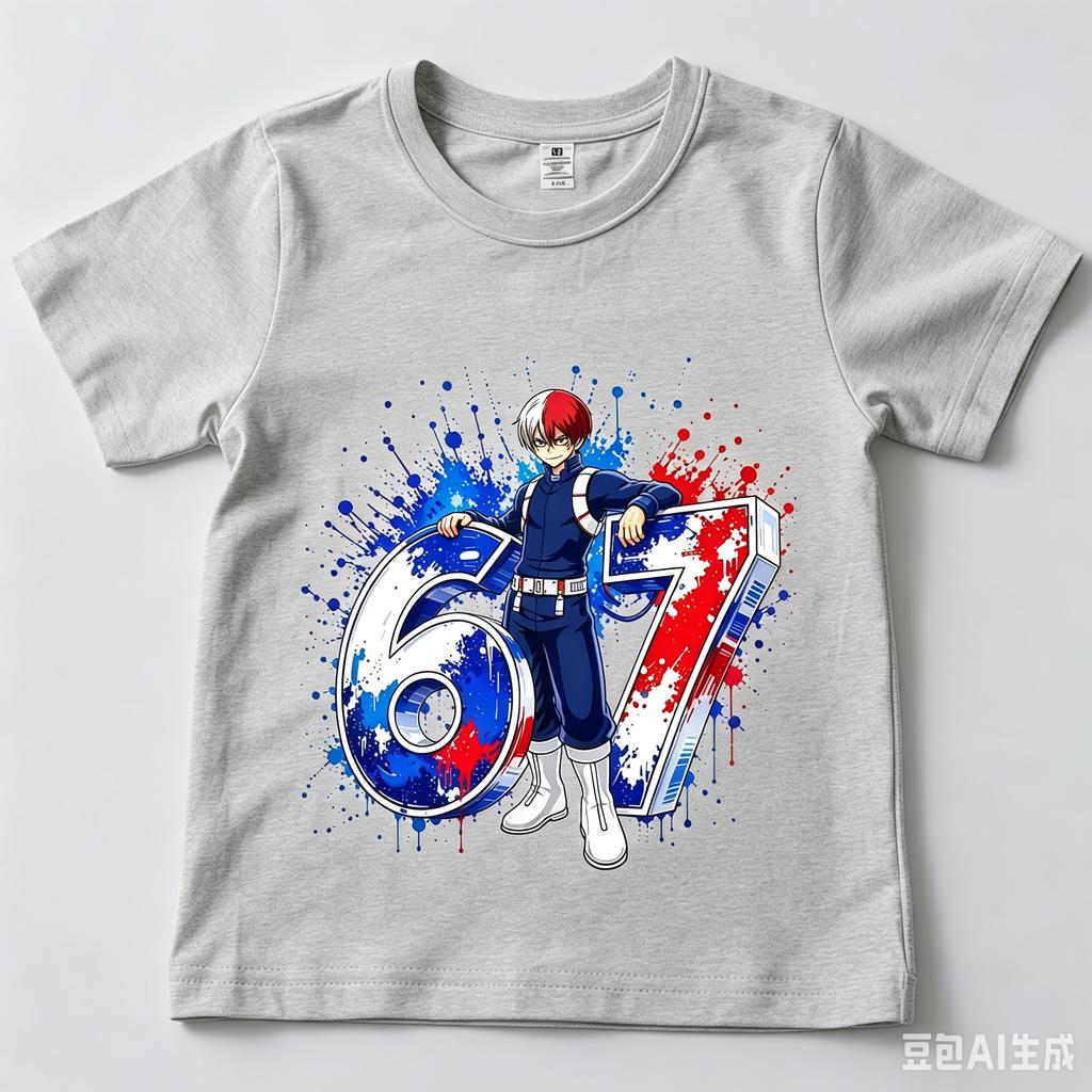 My Hero Academia Shoto Todoroki 67 Printed Kids Cotton T Shirt Casual Daily Wear for Children and Teen Boys Girls