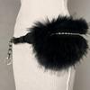 Sparkly Rhinestone Faux Fur Patchwork Waist Belt with Pin Buckle - Y2K Leather Eyelet Design