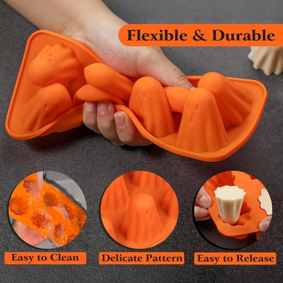 Силиконовая форма Привидение Антипригарные 3D формы для шоколада 8 ячеек Форма для выпечки на Хэллоуин для желе, конфет, пудинга, кубиков льда, мармелада, мелков, смолы