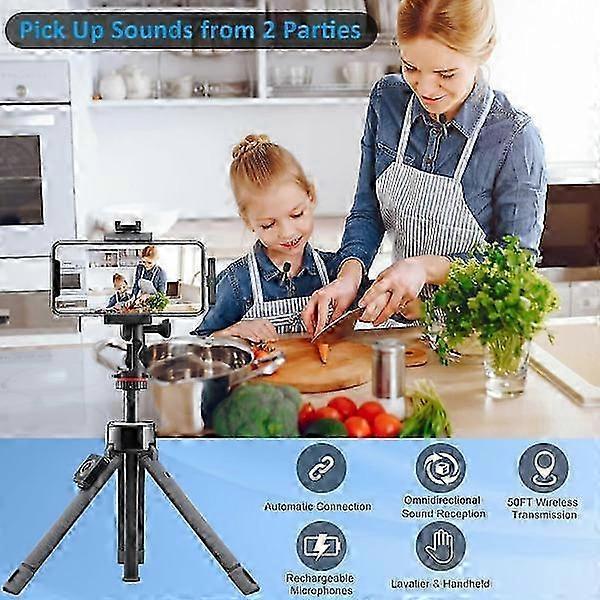 Enhance your recordings with our Professional Wireless Lavalier Microphone 2-Pack - Crystal Clear, Noise Canceling - USB-C Compatible-Xin