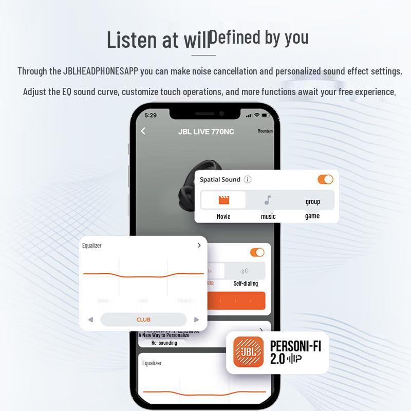 JBL LIVE 770NC Адаптивные беспроводные накладные наушники с активным шумоподавлением
