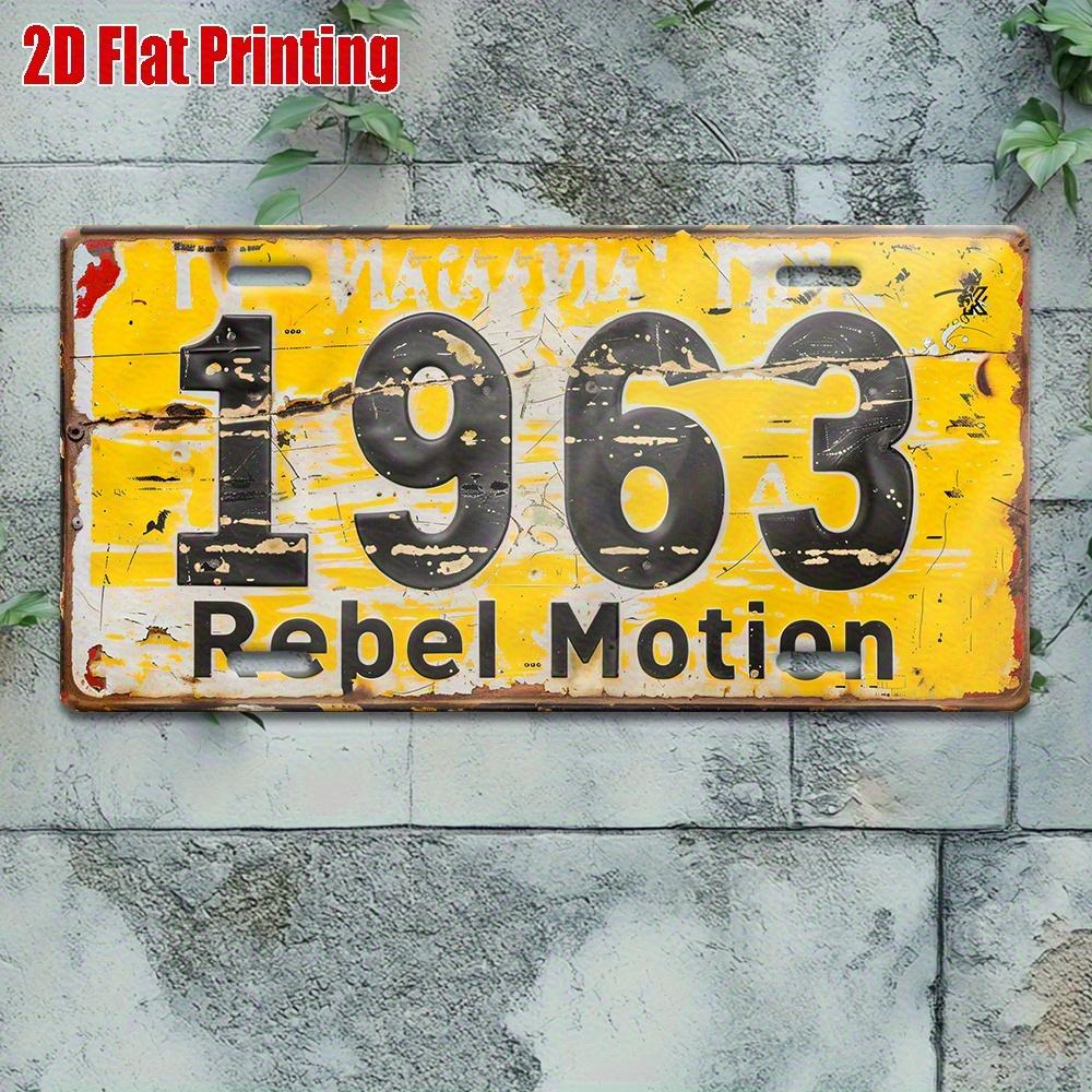 D Flat Open D Flat Retro Rebel Plaque Vintage Metal Wall Art in Yellow And Black HeavyDuty GarageCaf Sign