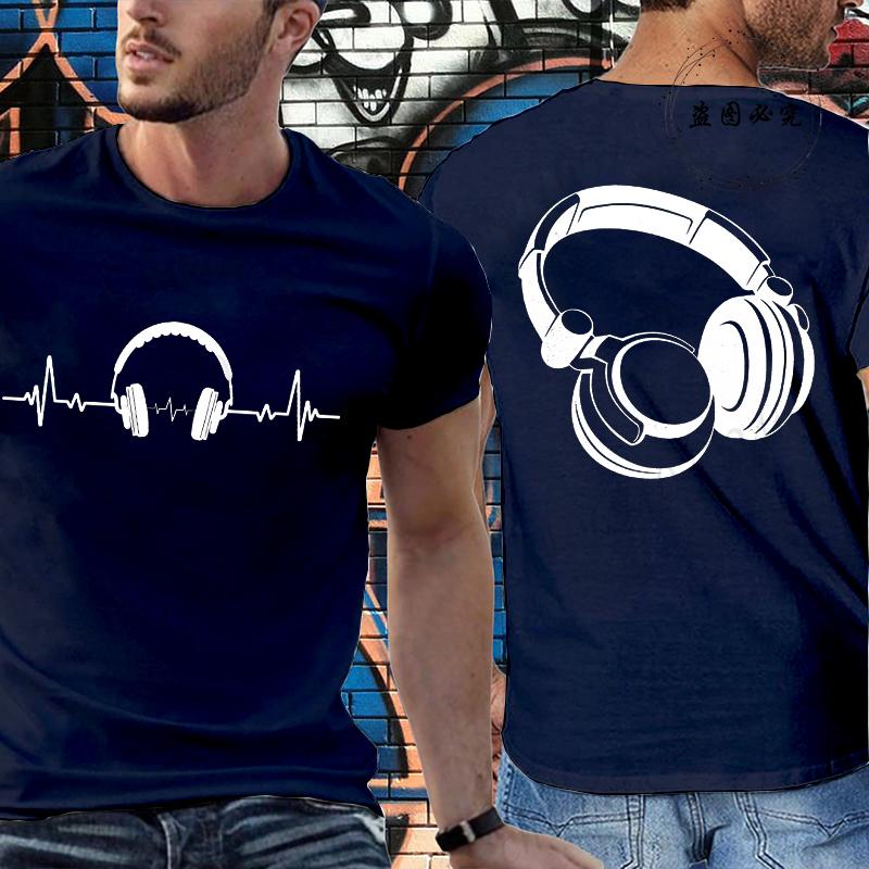 Music Dj Fashion T Shirt Men Women Headphone Music Lover Print Tshirt Short Sleeve Round Neck Men Casual Summer Fashion T-shirt