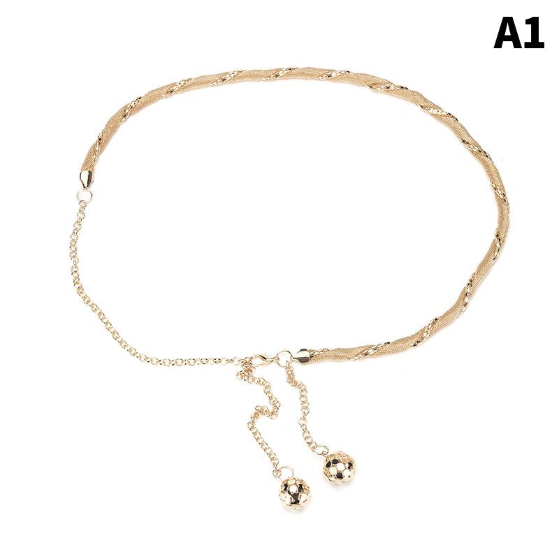 Gold Round Metal Chain Belt For Women Elegant High Waist Female Long Belts Dress Jeans Decorative Chain Straps Waistband