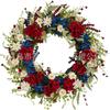 American Independence Day Wreath Door Hanging Decor With Fake Daisy Hydrangea US Flag Plastic 45/55/65cm